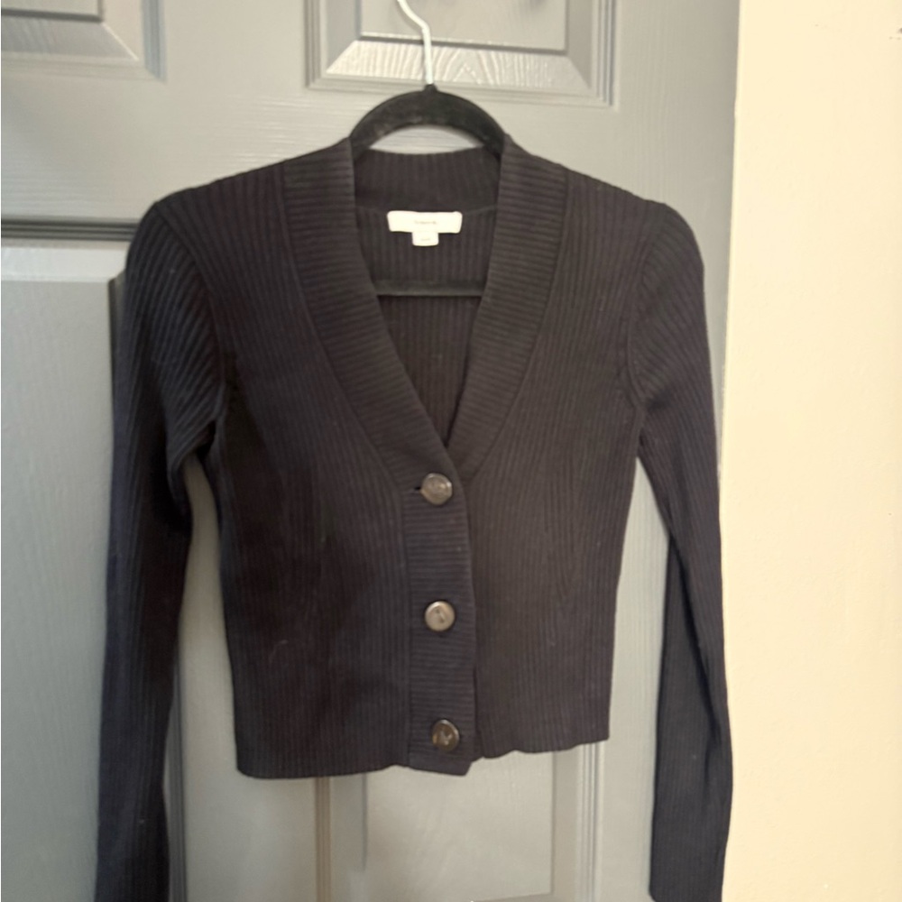 Vince Black Button-Up Cardigan